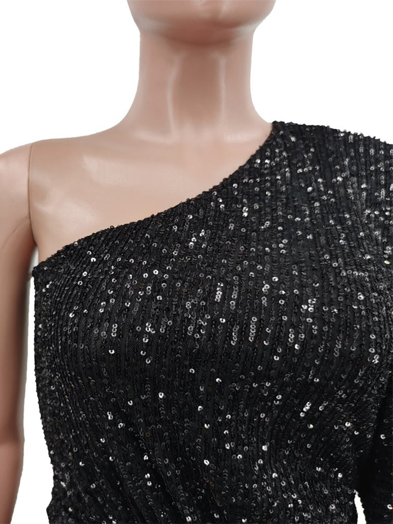 Sexy Sequin One Shoulder Dress