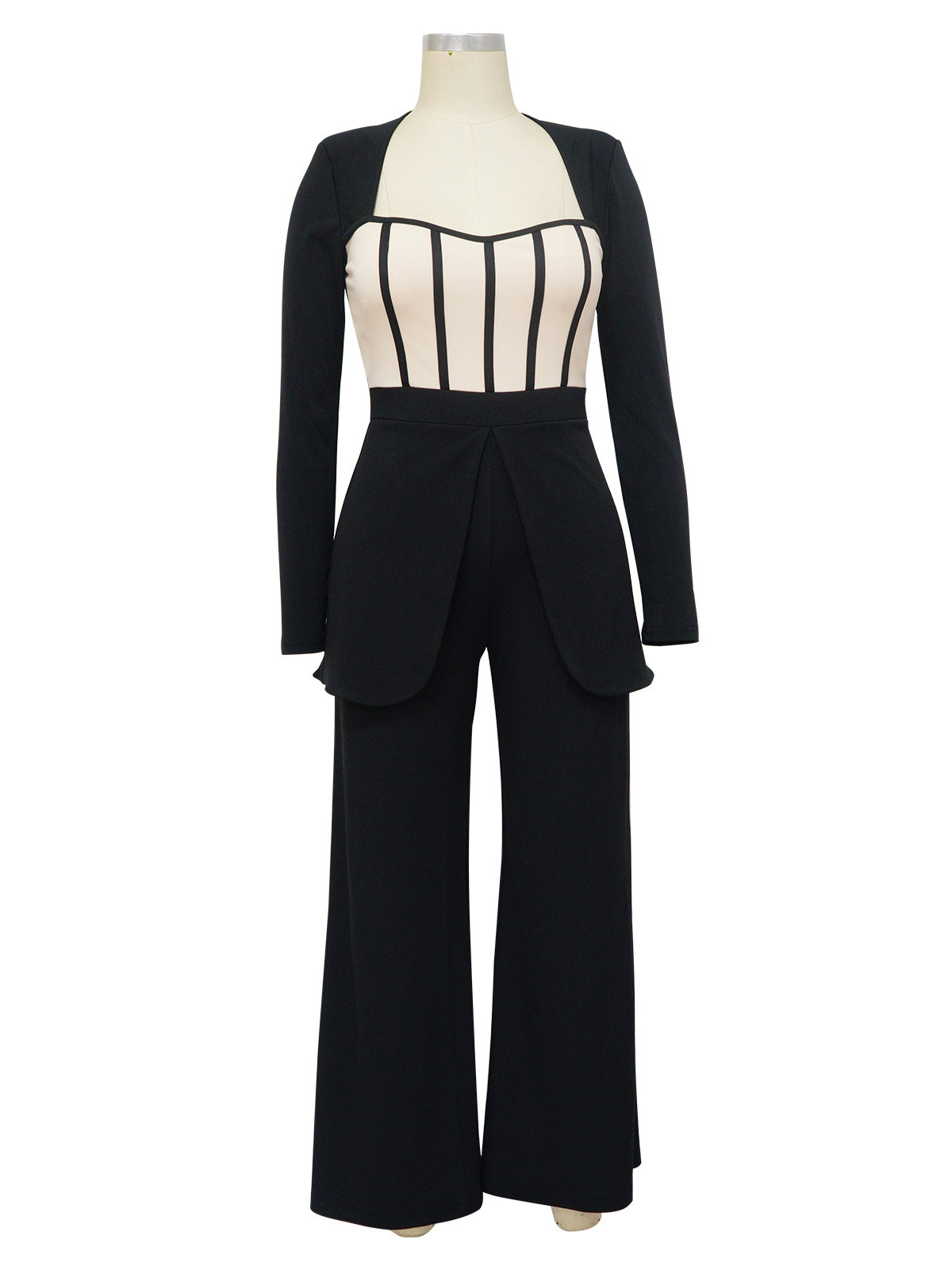 Long Sleeve Slim Wide-leg Jumpsuit