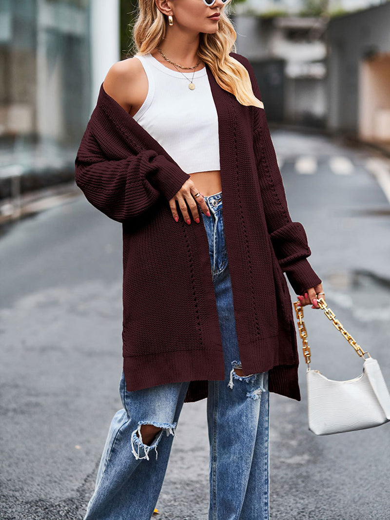 Solid Color Knit Cardigan Coat