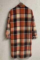 Flannel Shacket Plaid Jacket Maxi Length Coats