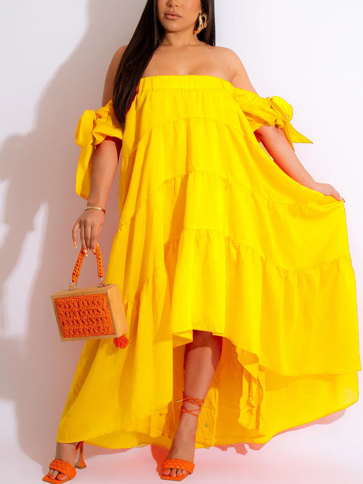 Solid Color Off Shoulder Dress