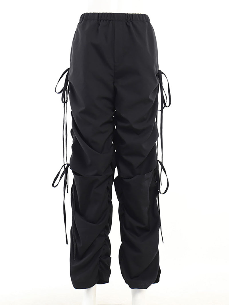 Drawstring Ripped Cargo Pants