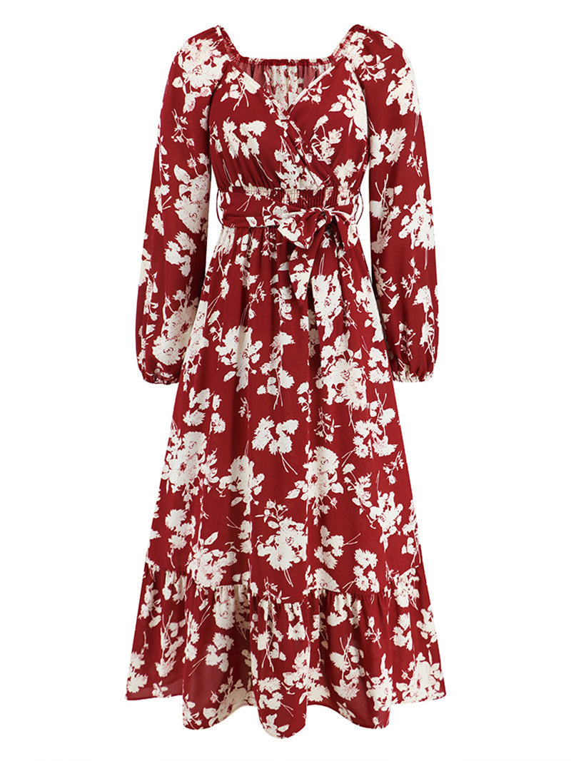 V Neck Slim Floral Dress