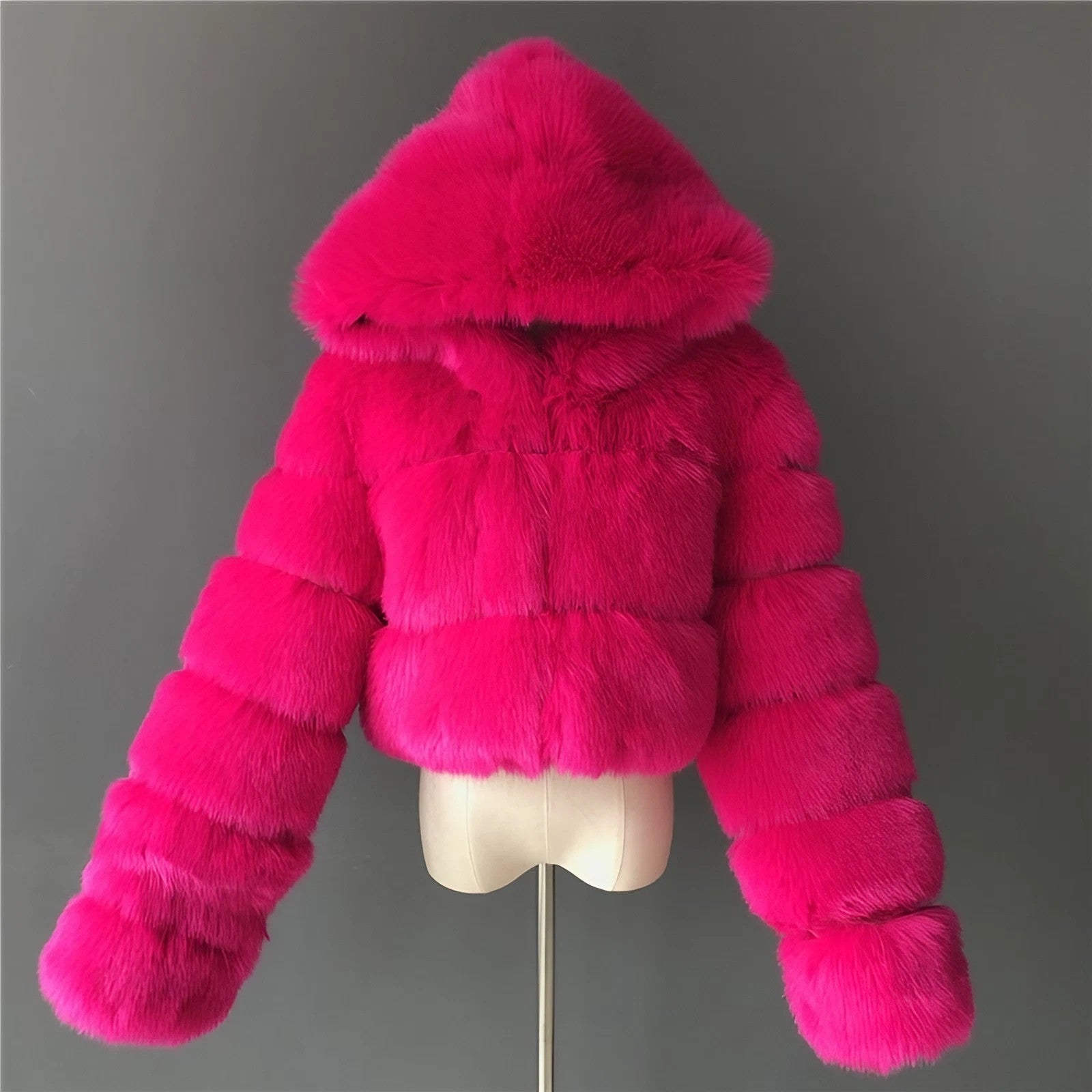 Fur & Faux Hooded Jacket Winter Luxury Coat (S~7XL)