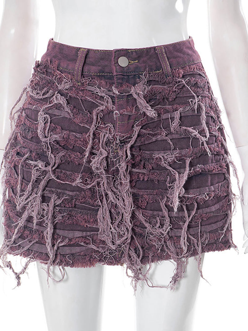 Fashion Tassels Denim Skirt