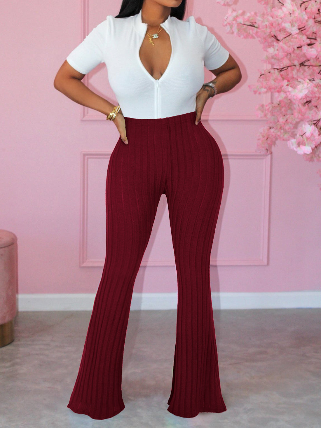 Casual Slim Flared Trousers