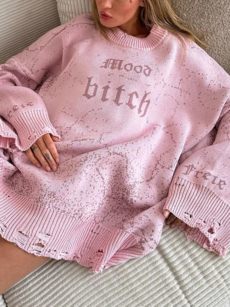 Loose Embroidery Pullover Sweater