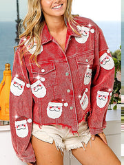 Corduroy Santa Claus Sequin Jacket Coat