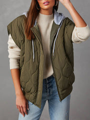 Fashion Hooded Zipper Cotton Vest Coat