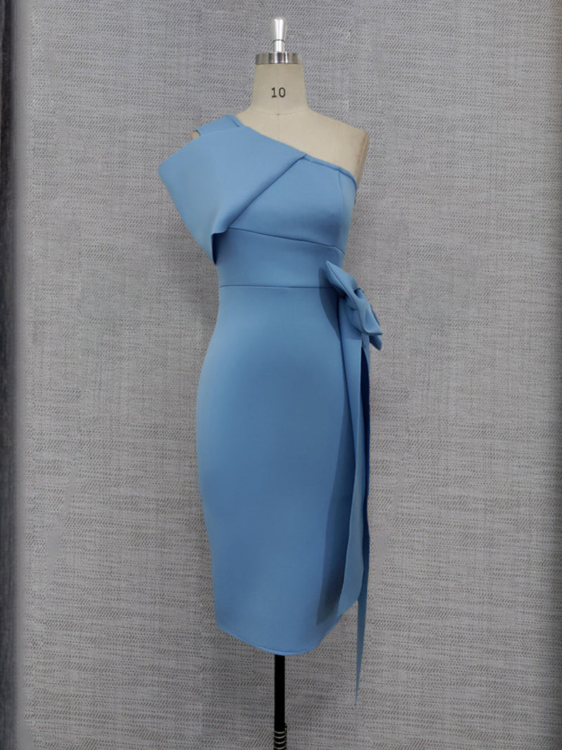 One Shoulder Bow Hip Dress
