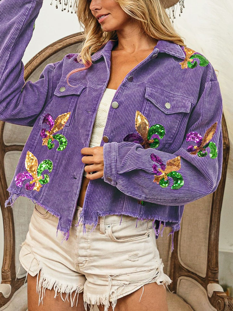 Corduroy Sequin Jacket Coat