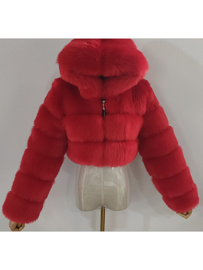 Fluffy Faux Fur Warm Hoode Coat