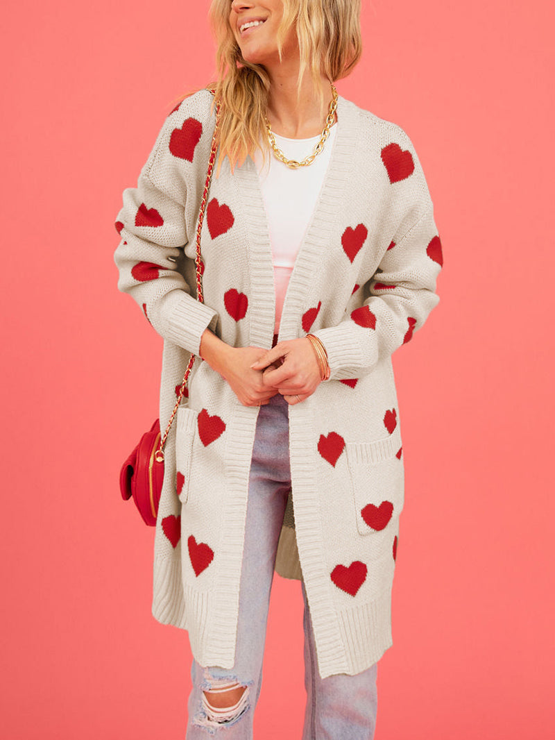 Fashion Heart-shaped Knit Cardigan Coat