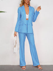 Stripe Suit Coat Wide leg Pants Set