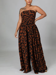 Sexy Strapless Print Jumpsuit