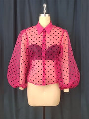 Fashion Polka Dot See-through Shirt