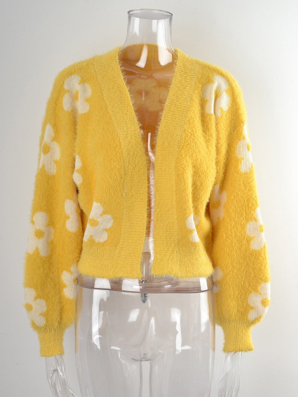 Long Sleeve Flower Knit Sweater