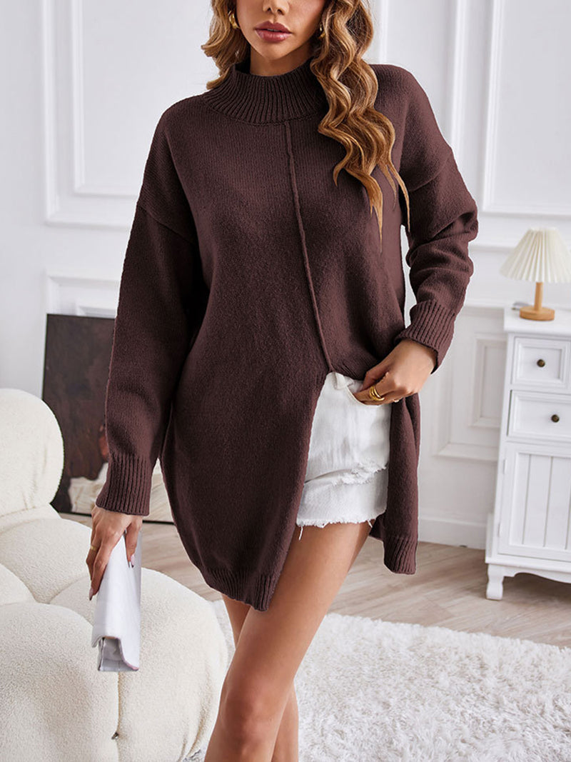 Fashion Knit Slit Pullover Sweater