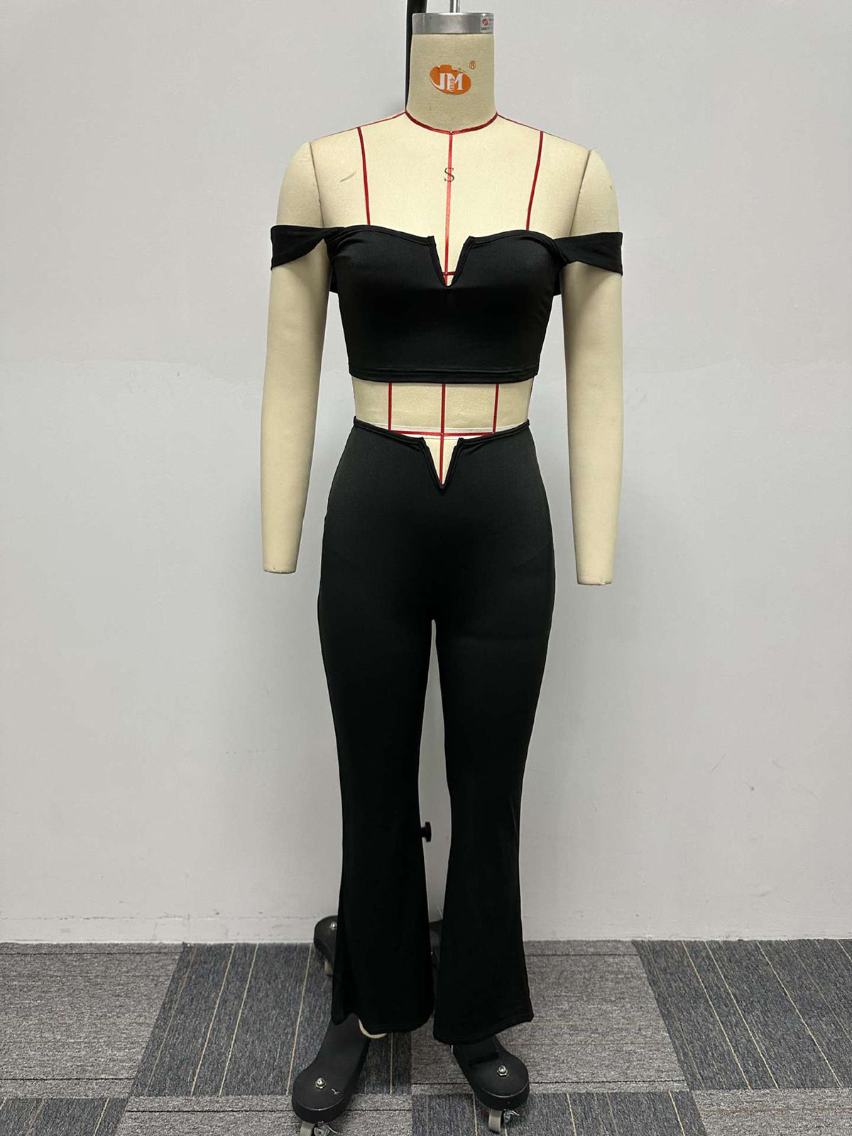 Crop Top Flared Trousers Casual Set