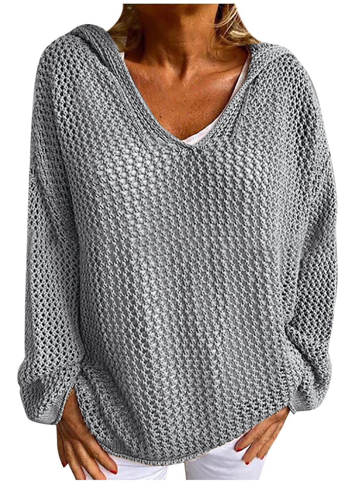 Hollow out Hooded Loose Sweater