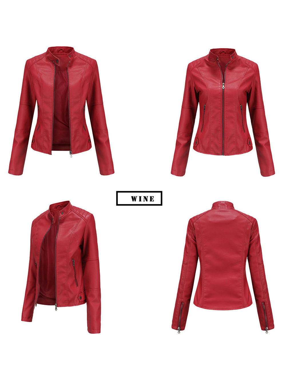 Stand Collar PU Leather Jacket