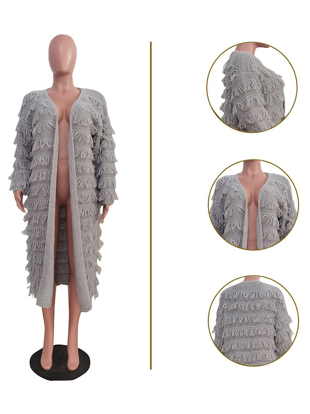 Fashion Knit Tassels Cardigan Coat