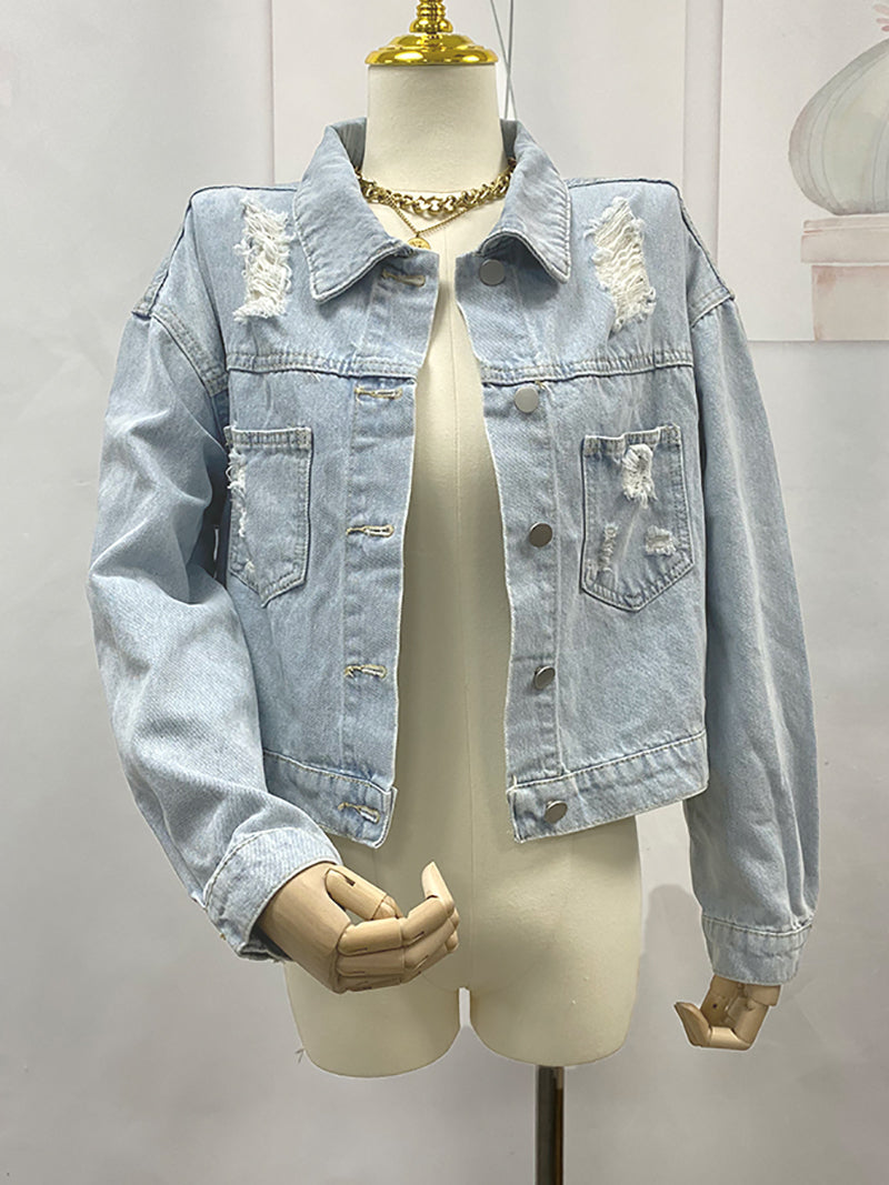 Vintage Tassels Ripped Denim Jacket