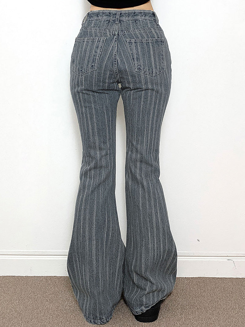 Stripe Jeans Flared Trousers