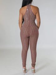 Rhinestone Hollow out Club Jumpsuit