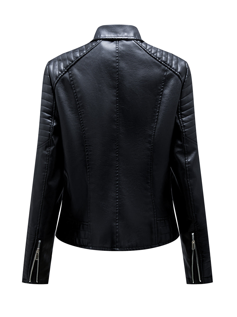 Lapel PU Leather Jacket