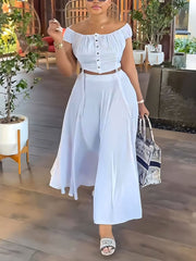 Off Shoulder Top Long Skirt Casual Set