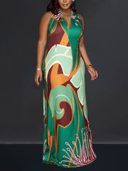 Sexy Print Backless Maxi Dress