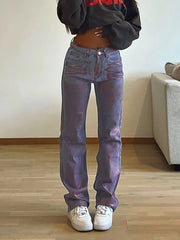 Vintage Print Casual Jeans