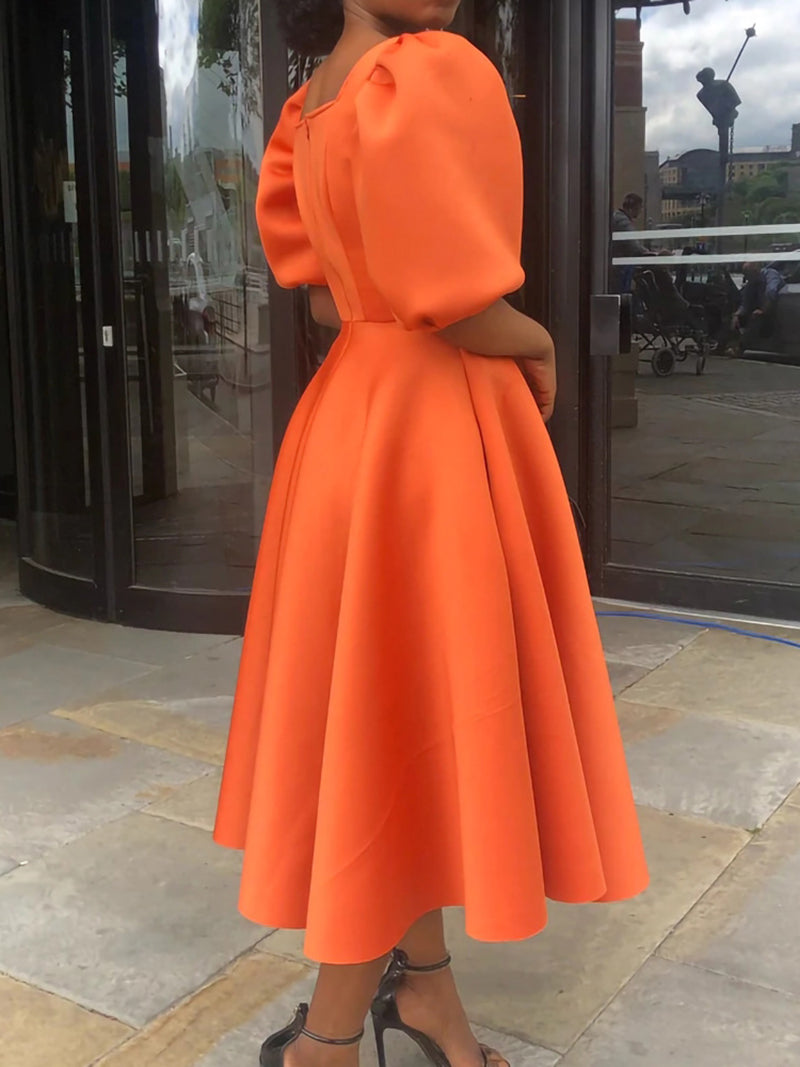 Fashion Puff Sleeves Evening Dress