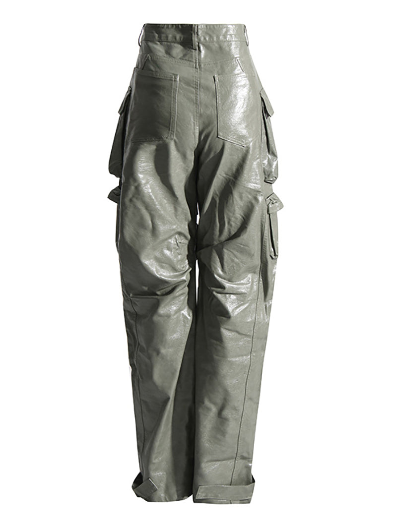 Boutique PU Leather Straight Trousers