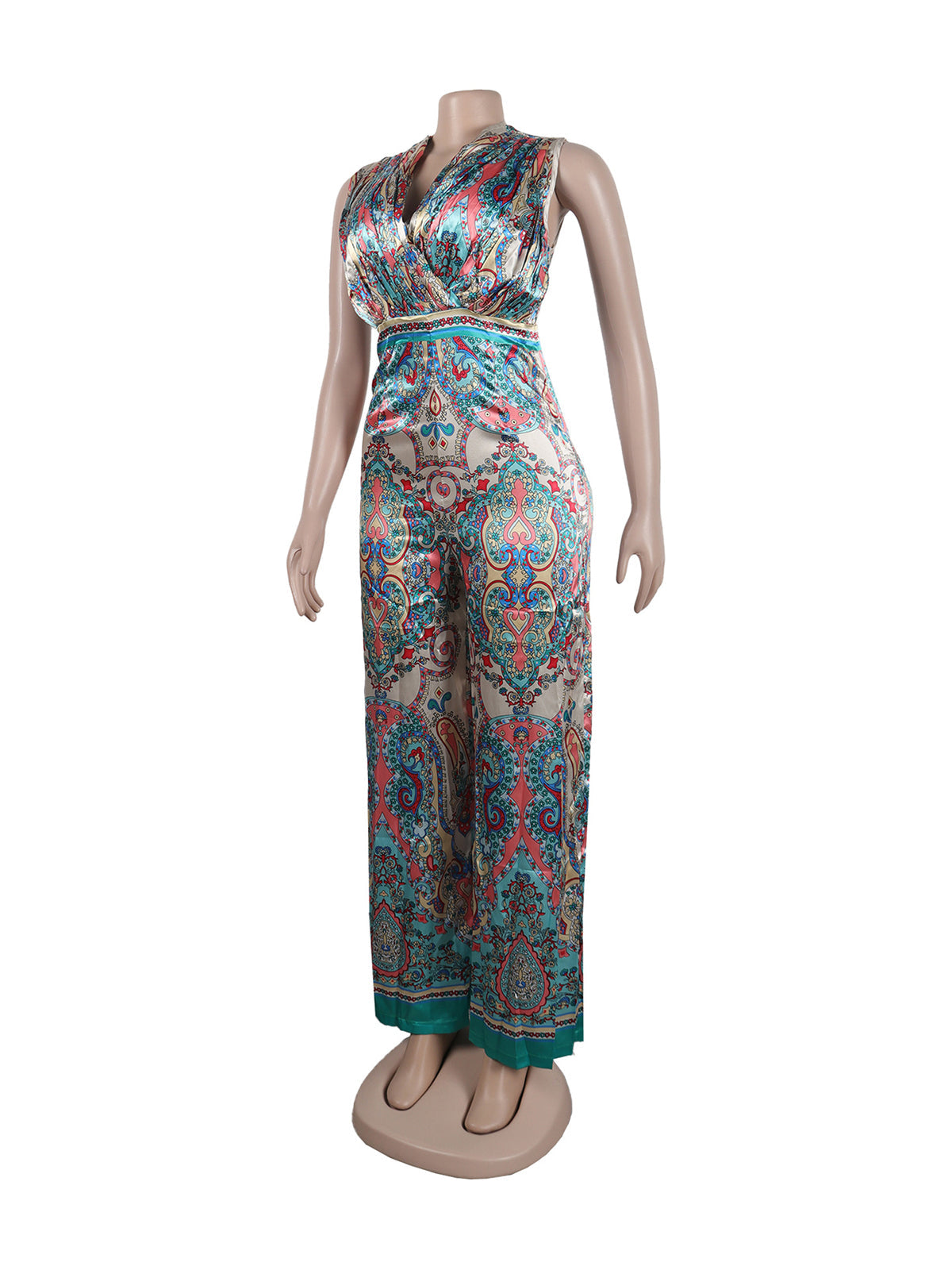 Sleeveless Print Wide-leg Jumpsuit