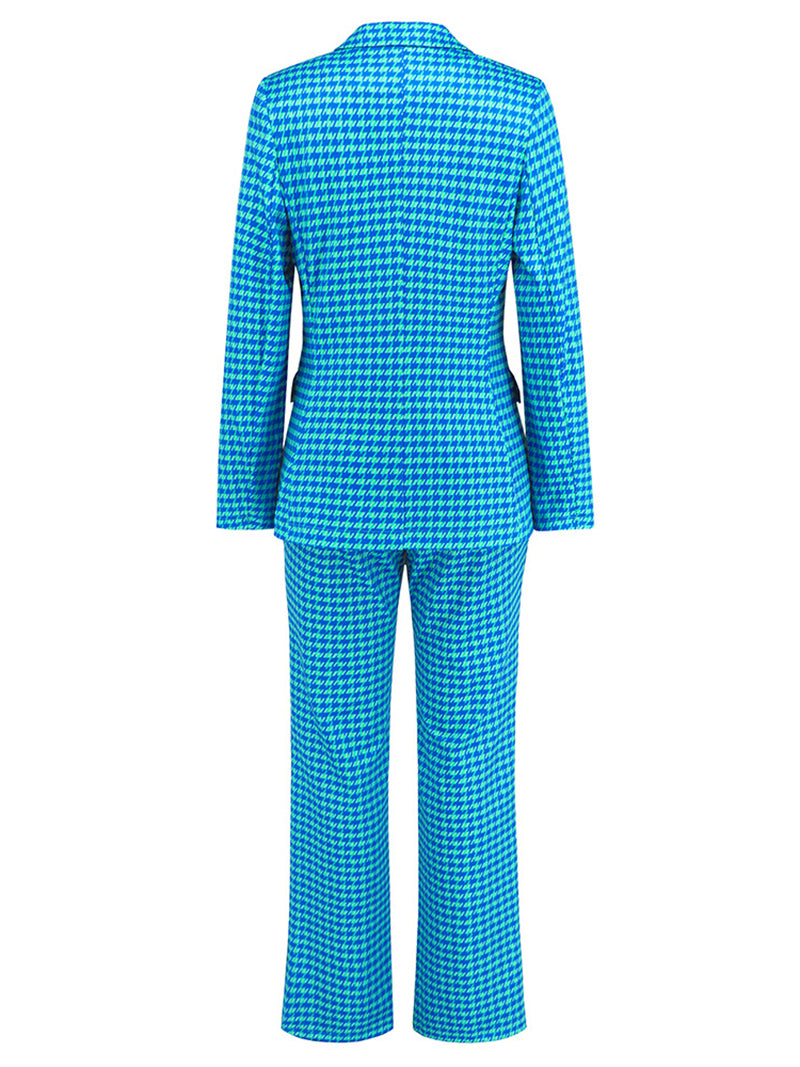 Houndstooth Suit Jacket Trousers Set