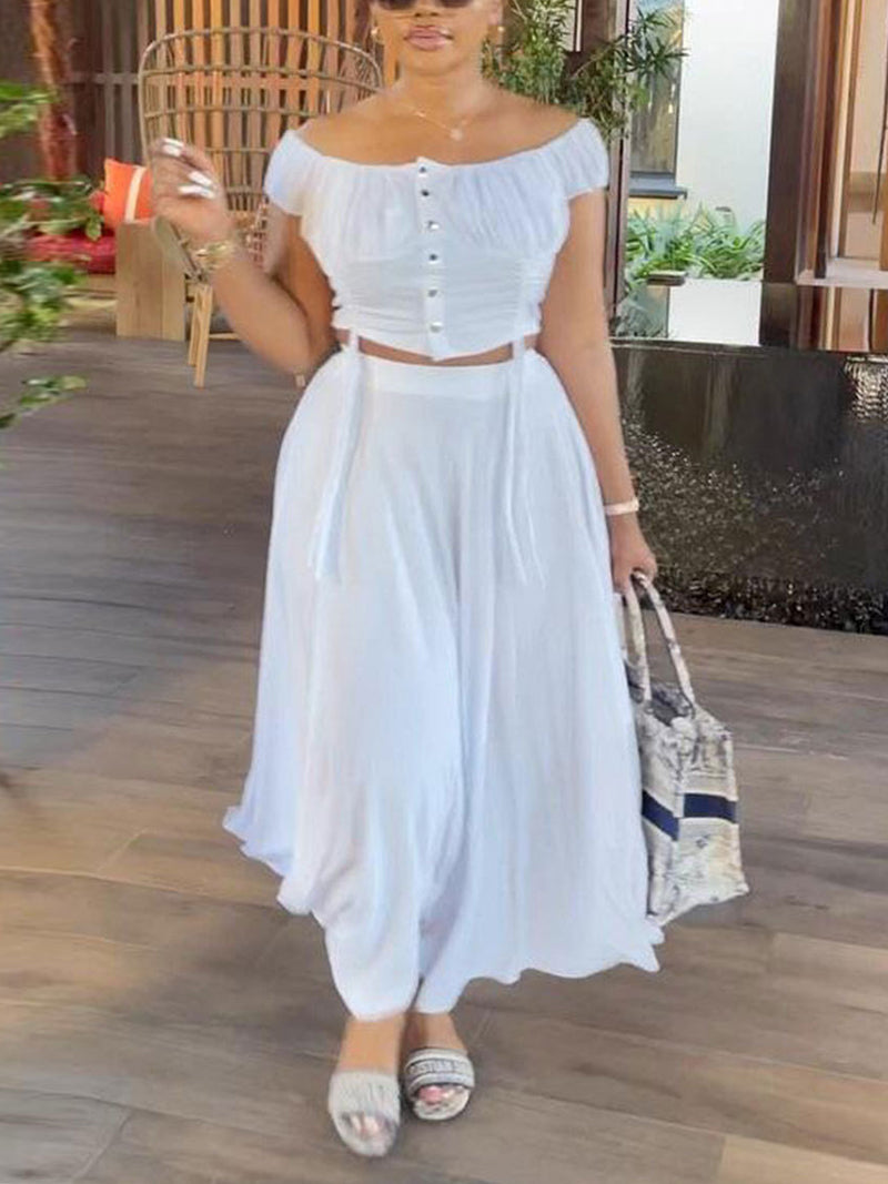 Off Shoulder Tops Long Skirt Set