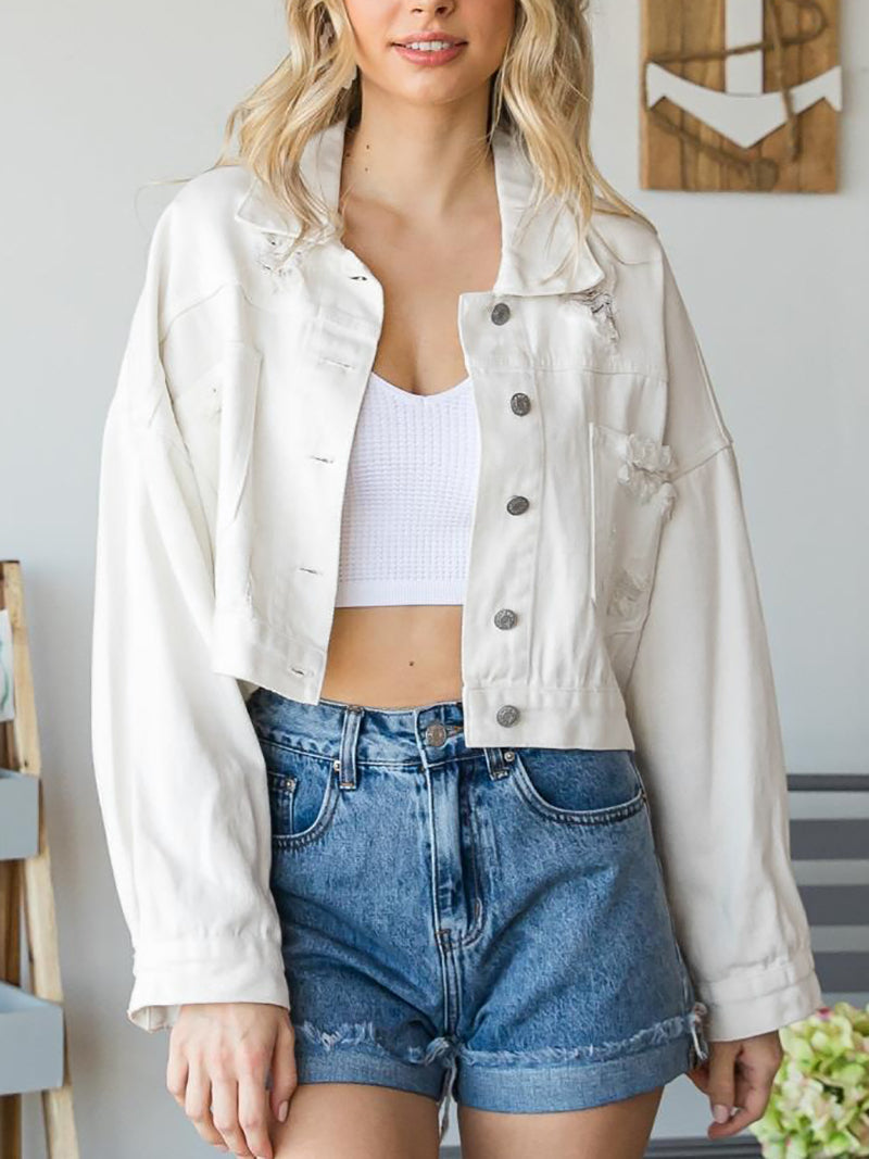 Vintage Tassels Ripped Denim Jacket