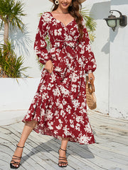 V Neck Slim Floral Dress