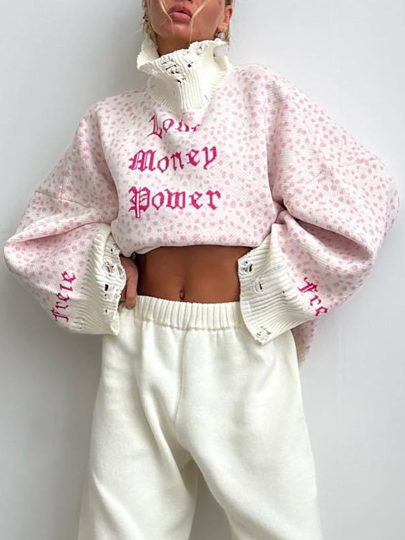 Loose Embroidery Pullover Sweater