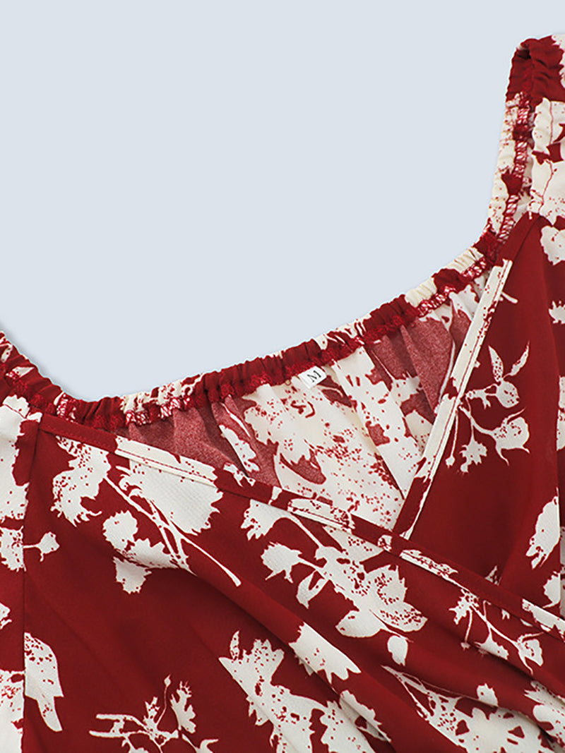 V Neck Slim Floral Dress