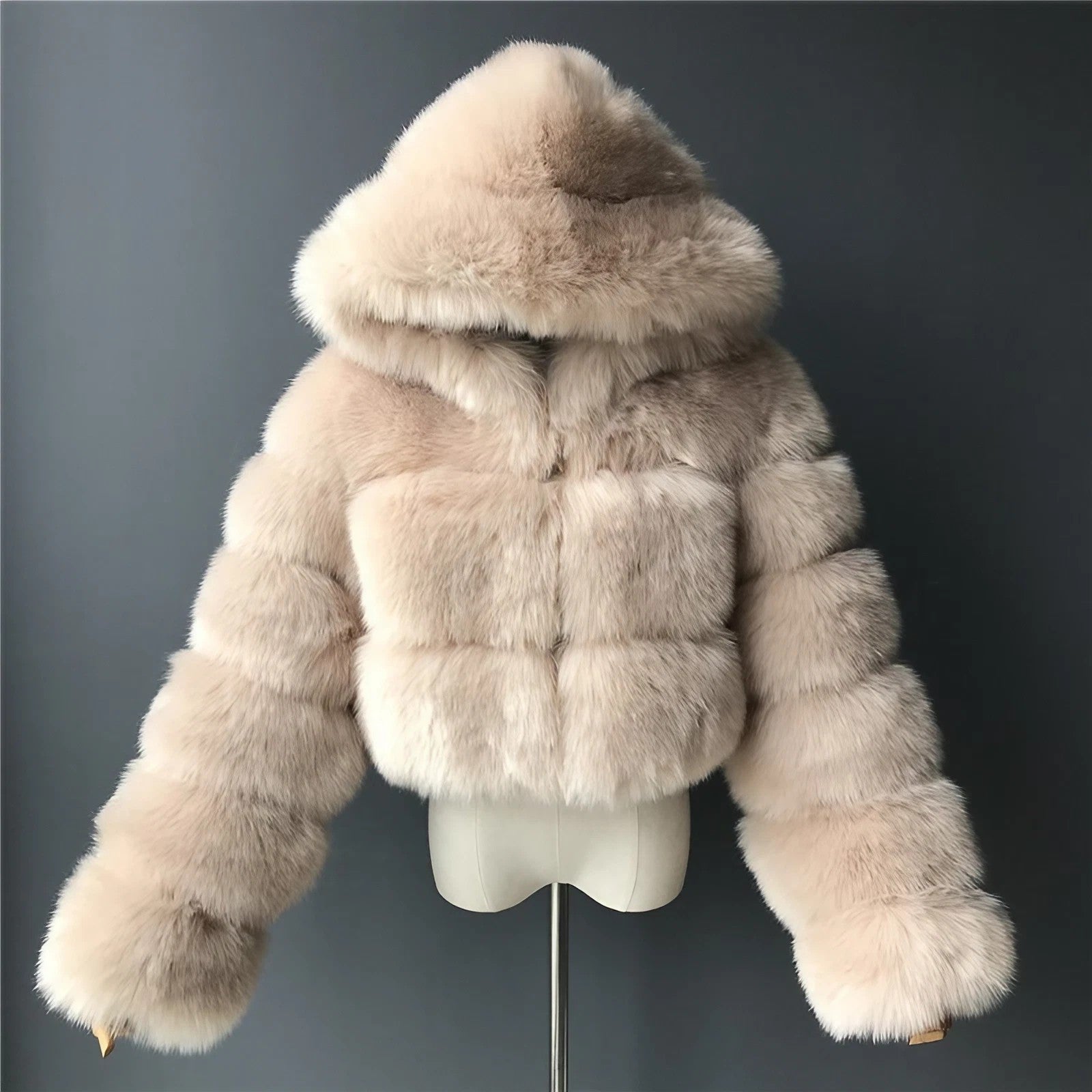 Fur & Faux Hooded Jacket Winter Luxury Coat (S~7XL)