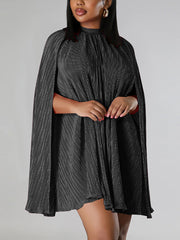 Solid Color Pleat Shawl Dress