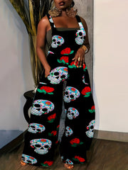 Print Backless Wide leg Jumpsuit