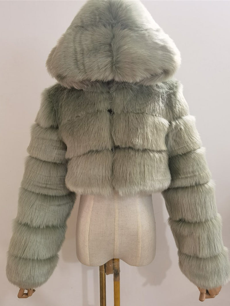 Fluffy Faux Fur Warm Hoode Coat