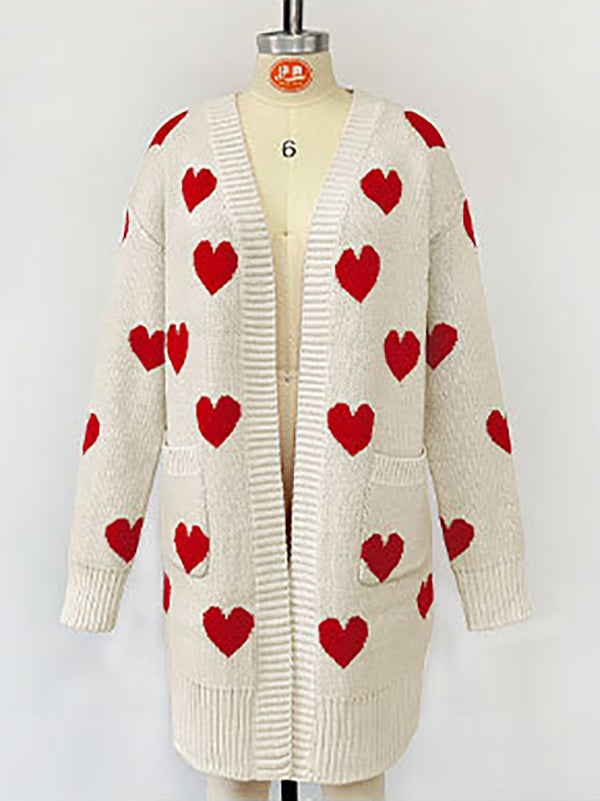 Fashion Heart-shaped Knit Cardigan Coat