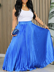 Casual High-waist Pleated Skirt