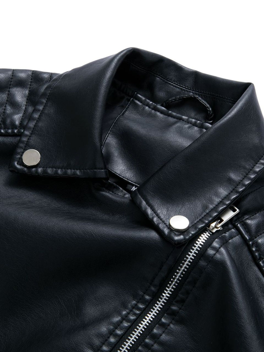 Lapel PU Leather Jacket