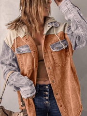 Fashion Corduroy Hooded Jacket Coat